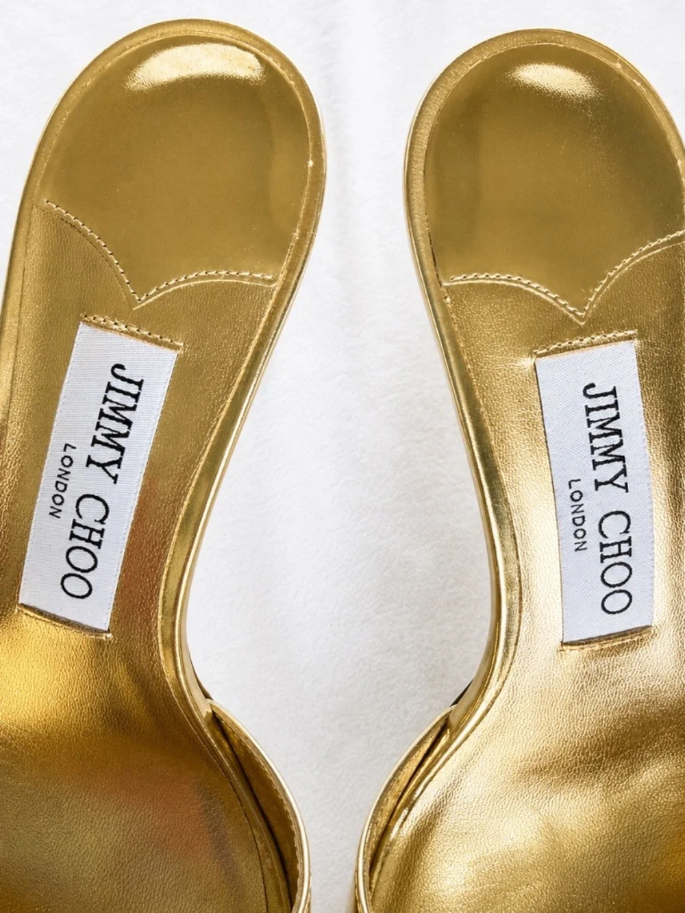 Jimmy Choo Skye 70 Metalic Gold Leather Mule Heels - Size 37
